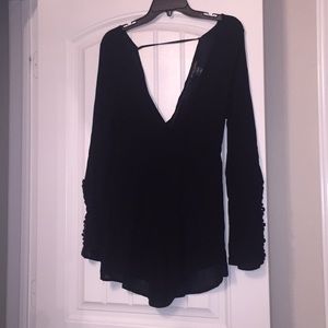 Black long sleeve jumpsuit shorts